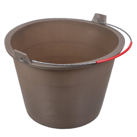 Toyvian Plastic Concrete Bucket with Handle, Thickened Reinforced Dark Brown Construction and Storage Utility Pail