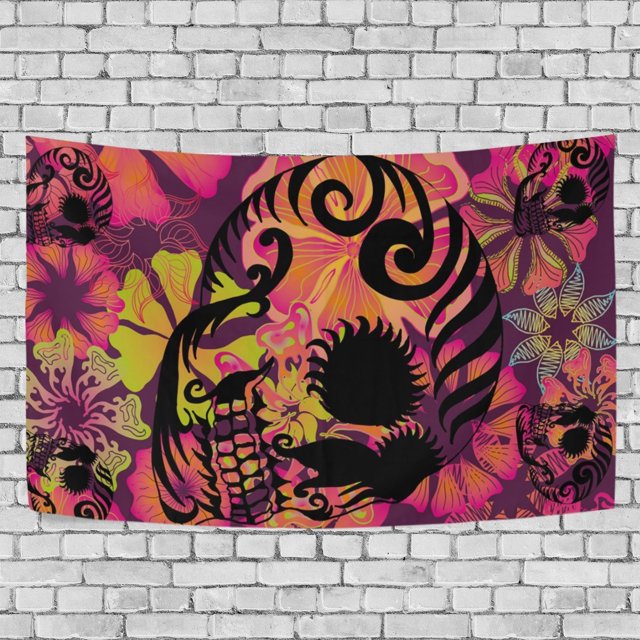 ABPHQTO Tapiz de flores de calavera decoración de pared sala de estar dormitorio tapices DIY 128x150 cm
