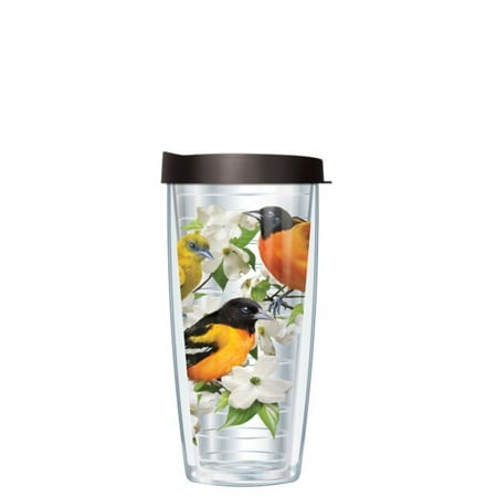 

6.75 Black and Clear Orioles Insulated Travel Tumbler with Lid 16oz.
