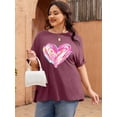 thumbnail image 4 of XCHQRTI Womens Oversized Love Shirt Half Sleeve Summer Tee Graphic Valentine's Day Plus Tops, 4 of 7