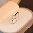 thumbnail image 4 of Hollow Four Leaf Clover Stacking Ring 925 Sterling Silver Crystal Cubic Zirconia Cross Open Adjustable Statement Knuckle Finger Rings Promise Eternity Bands Dainty Jewelry Gifts for Women, 4 of 5
