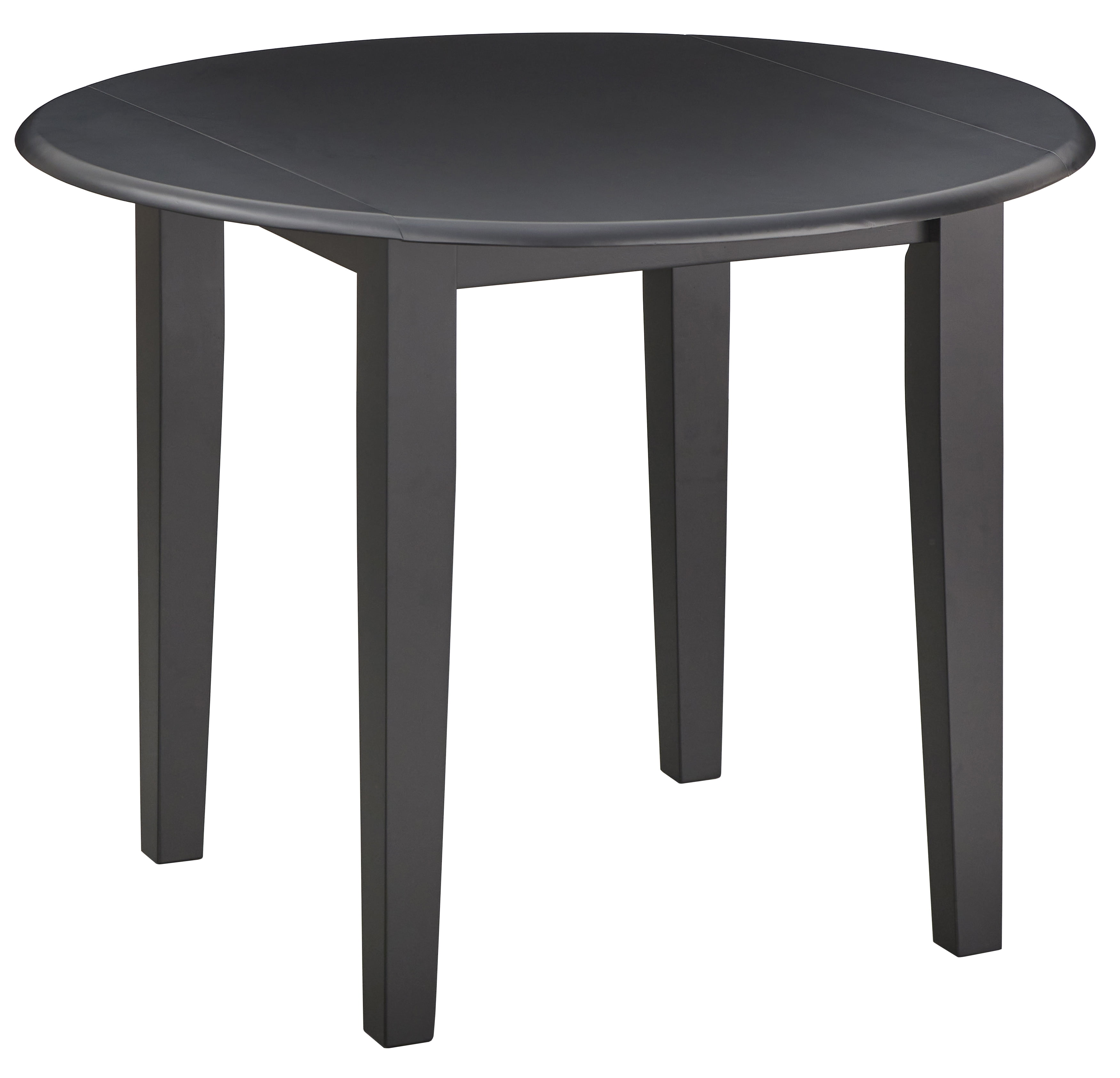 TMS Chadwick 40” Round Solid Wood Drop Leaf Dining Table, Black