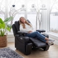 thumbnail image 3 of Sillón Reclinable Eléctrico Easy Living  Kian Negro de Vinipiel con Reposacabezas Ajustable, LED y Portavasos, 3 of 7