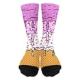 thumbnail image 3 of CUZIBR Kids Ankle For Girls Ice Cream Printed Crew Socks White Ribbed Funny Pattern Mid-Calf Socks Soft Breathable Casual Wear,7-12 Years, 3 of 3