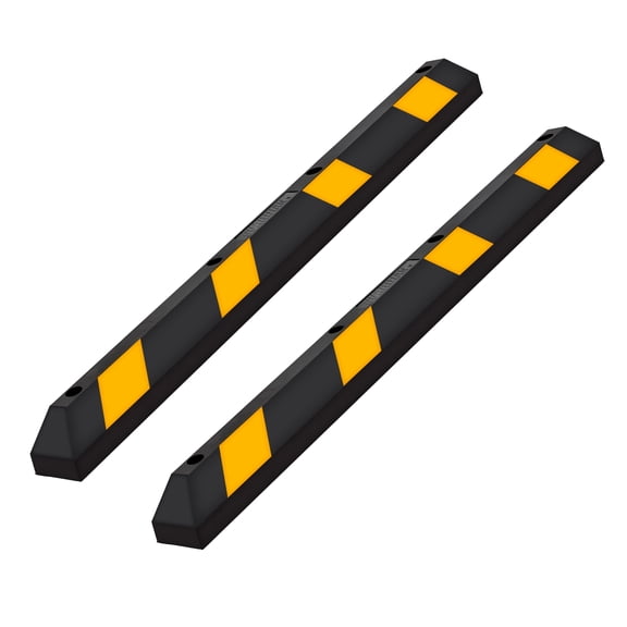 Guardian Parking Stop, 6-Foot Long Rubber Curb with Mounting Holes, Black/Yellow, 2 Pack