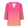 thumbnail image 5 of Women's Plus Size V Neck 3 4 Sleeve Blouse Tops Shirts Tunics Loose Fit Floral Print Casual Daily Wear Business Office Vacation Fashion Essential Gift for Women | Sopatenor,Hot Pink XL, 5 of 8