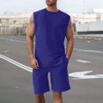 thumbnail image 2 of Men's 2 Piece Outfits Summer Sleeveless Vest and Casual Track Shorts Set Sports Suit Two Piece Set Summer Shirt and Shorts Set, 2 of 7