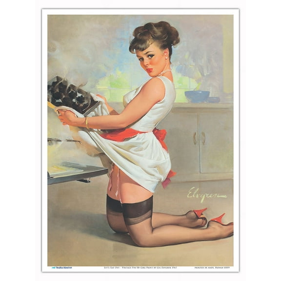 Let’s Eat Out - Vintage Pin Up Girl Print by Gil Elvgren c.1967 - Master Art Print (Unframed) 9in x 12in