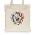 thumbnail image 2 of Funny Watercolor Adorable Siberian Husky Peeking Through Torn Paper Effect Canvas Tote Bag Husky Dog Lover Gifts Reusable Shopping Grocery Bag - 00026, 2 of 5