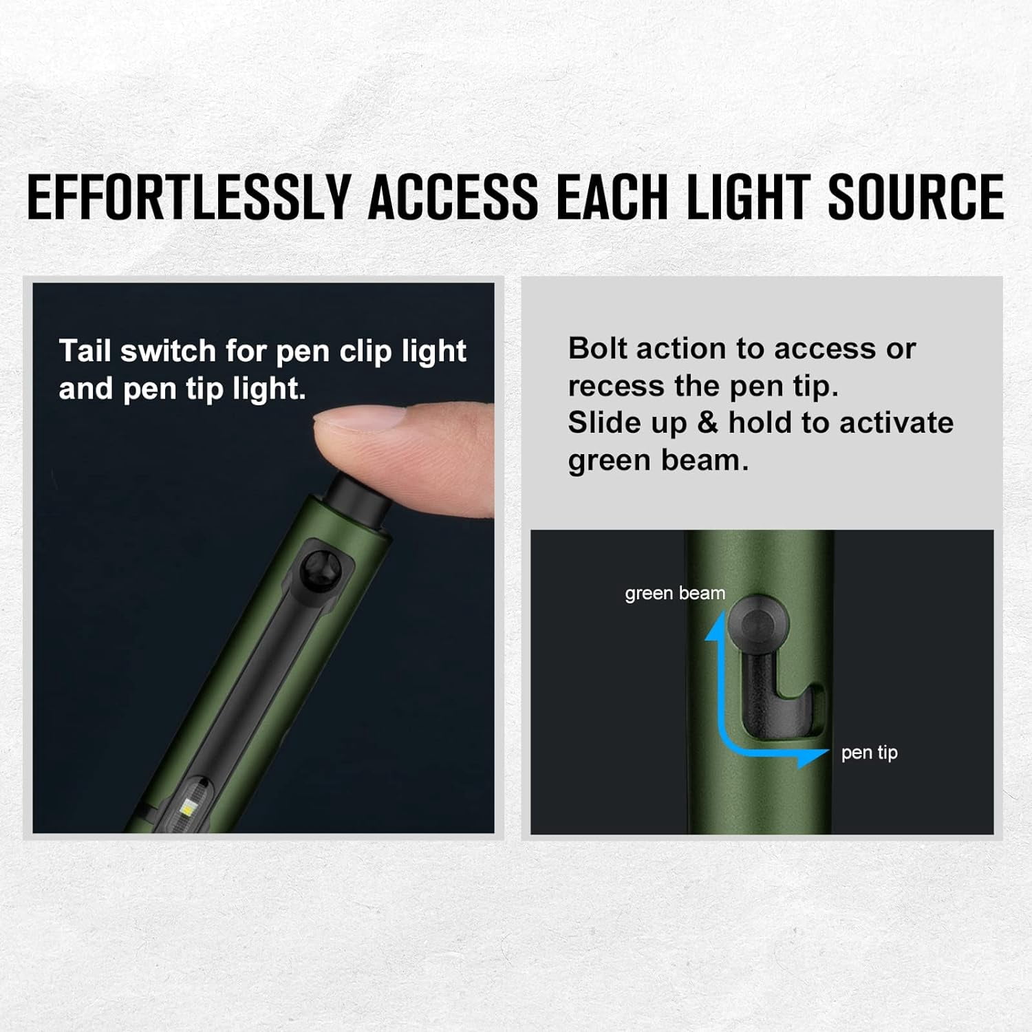 OLIGHT O'Pen Glow EDC Pen Light, 120 Lumens with Green Beam, Rechargeable LED Flashlight for Outdoor Uses, Writing, Adventure, Professional Business Gift(Snowflake Green)