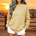 thumbnail image 2 of Byworldtasic Women's Gingham Print Crewneck Sweatshirt Casual Long Sleeve Oversized Top Loose Fit Pullover Top, 2 of 6