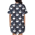 thumbnail image 6 of Fuzoiu Swan And Flowers1 Print Women's Short-Sleeved Pajama Set,Lounge Sleepwear Set,Womens Pajama Sets 2 Piece,Button-Up Top and Shorts with Pockets-Large, 6 of 7