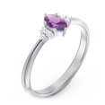 thumbnail image 3 of Birthstone Oval Ring with Shoulder Accents - Amethyst (February), 3 of 5