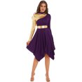 thumbnail image 2 of Aiihoo Womens Metallic Liturgical Praise Dance Dress High-low Length Church Worship Lyrical Dress Dark Purple L, 2 of 7