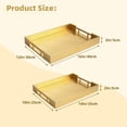 thumbnail image 2 of MODE HOME Set of 2 Woven Leather Ottoman Trays - Rectangular Decorative Trays with Gold Handles - Luxury Coffee Table & Serving Trays for Home Decor (Gold), 2 of 3