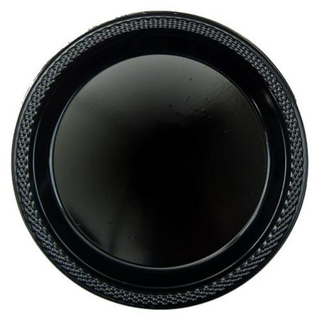Cream Tea Plate CPC B10664B 10 in. Heavy Duty Disposable Plastic Party Plates, Black - Case of 200 - 10 Case of 20 ()