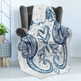 thumbnail image 4 of Animal Soft Flannel Fleece Throw Blanket, Romantic Ink Seahorse Lovers Kissing Heart Nautical Elements Exotic Fauna Theme, Cozy Plush for Indoor and Outdoor Use, 50" x 60", Royal Blue, by Ambesonne, 4 of 5