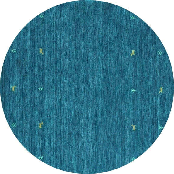 Ahgly Company Indoor Round Abstract Turquoise Blue Contemporary Area Rugs, 6' Round