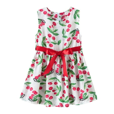 

QISIWOLE Toddler Kids Baby Girls Cute Summer Flowers Print Vacation Dress Suspender Skirt Floral Dress Clearance