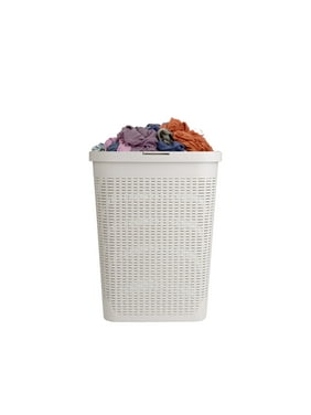 Mind Reader 40 Liter Slim Laundry Basket, Laundry Hamper with Cutout Handles, Washing Bin, Dirty Clothes Storage, Bathroom, Bedroom, Closet, Ivory