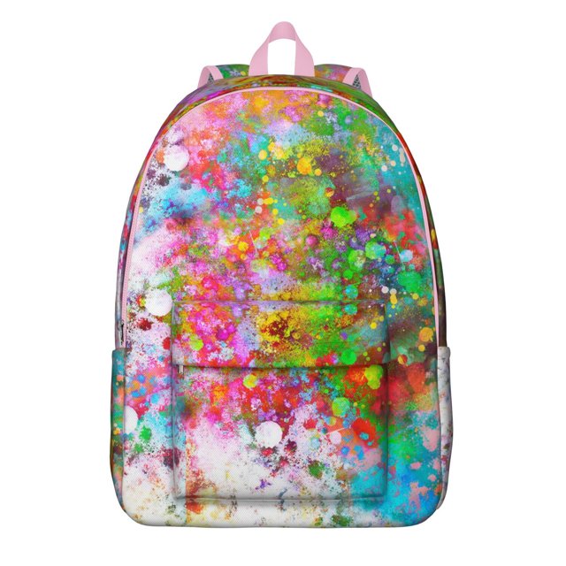 Colorful Abstract Art Backpack, Fashionable School Bag with Psychedelic Tie Dye Pattern, Rainbow Gradient, and Graffiti Pop Art Vibe