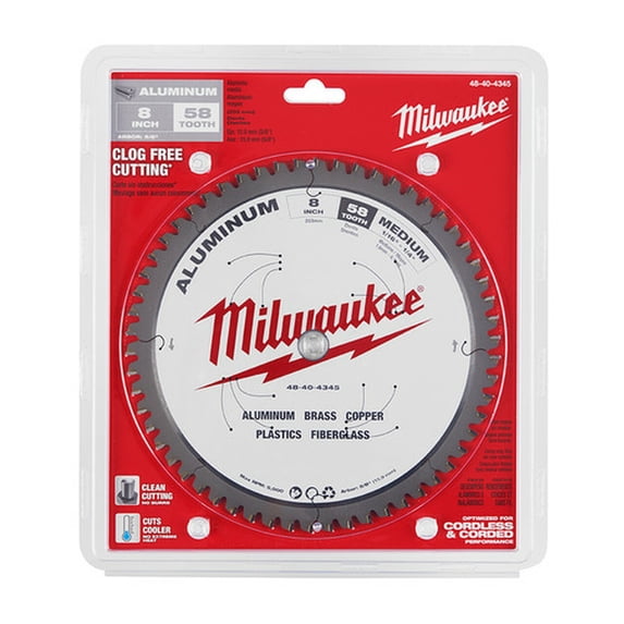 Pack of 1, Milwaukee 48-40-4345 8 In. Aluminum Cutting Circular Saw Blade