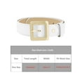 thumbnail image 3 of INSPIRE CHIC Women's Mother's Day Golden Square Buckle Belts, 1.1" Wide Fashion Simple Faux Leather Waistband for Dresses Jeans 40.6x1.1" White, 3 of 5