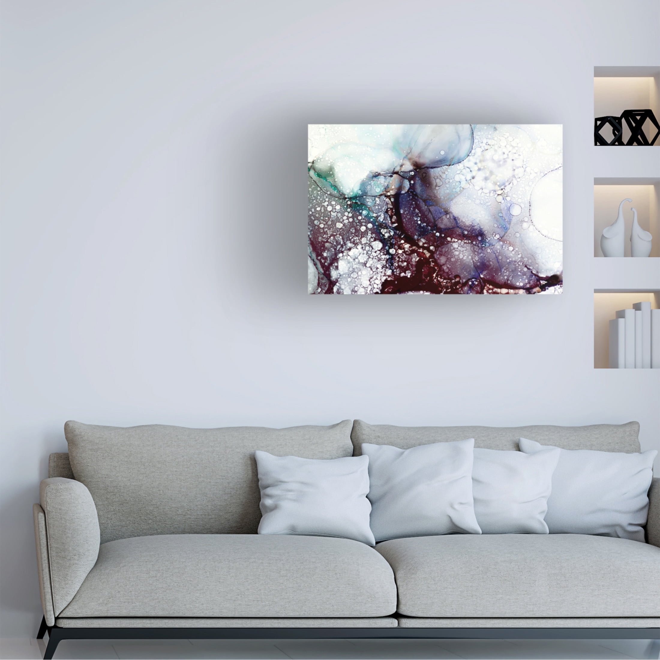 Canvas Wall Art - Tom Quartermaine 'Textured Cool Alcohol Ink' Wall Art for Living Room, Bedroom, or Office Décor by Trademark Fine Art - 32 x 22 Inches