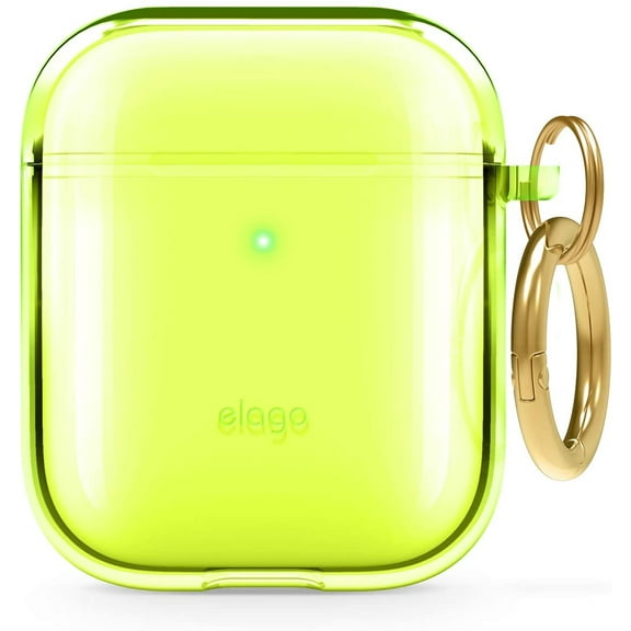Apple AirPods Case - elago Clear Airpods Case for Airpods 1 & 2 (Neon Yellow) - Transparent TPU