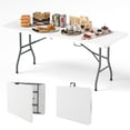 thumbnail image 1 of Gymax 6 ft Portable Folding Table w/HDPE Tabletop Safe Lock Mechanism Carrying Handle White, 1 of 10