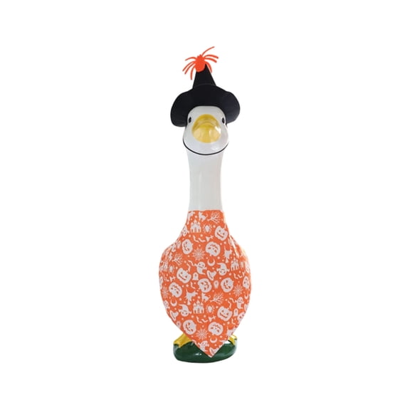Porch Goose Christmas Outfit with Teal Holiday Print Headwrap and Wrapped Skirt Seasonal Outdoor Yard Decor Accessory for 19 To 23 Inch Statue Display