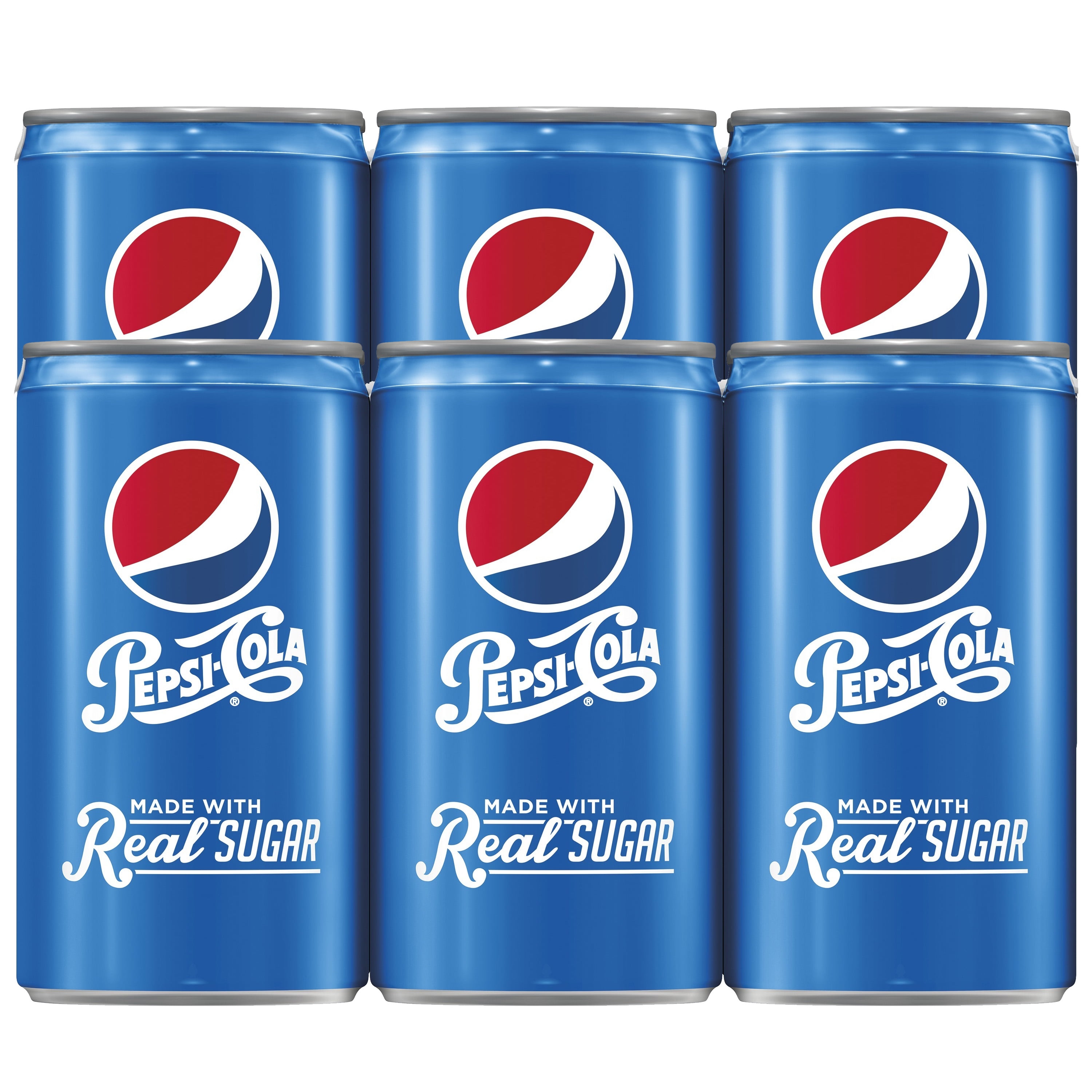 Pepsi Cola with Real Sugar Soda Pop, 7.5 oz, 6 Pack Mini Cans