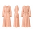 thumbnail image 2 of Alvantor Women's Boho Midi Dress, Long Sleeve Smocked Waist, Coral Multi, 2 of 8