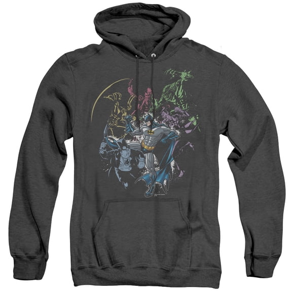 Batman Surrounded Adult Heather Hoodie Sweatshirt Black
