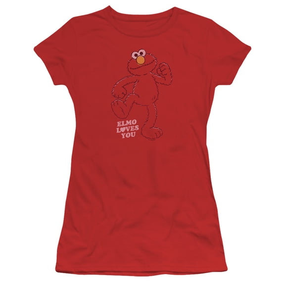 Sesame Street Elmo Loves You S/S Junior Women's T-Shirt Sheer Red