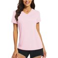 thumbnail image 1 of T-Shirts à Manches Courtes Col en V Protection Solaire UPF 50+ pour Femmes Séchage Rapide Randonnée Athlétique, 1 of 4