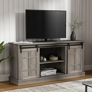 Relefree 58" Wood TV Stand with Sliding Barn Door, Modern Entertainment Center Media Console Cabinet for 65 inch TV, Gray Wash