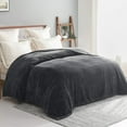 thumbnail image 2 of Exclusivo Mezcla King Size Jacquard Weave Wave Pattern Flannel Fleece Velvet Plush Bed Blanket as Bedspread/Coverlet/Bed Cover (90" x 104", Dark Grey), 2 of 7