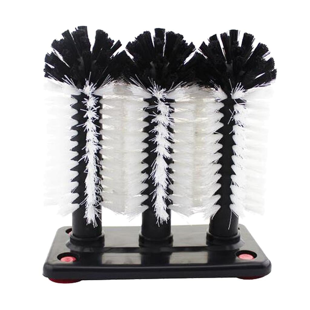 Brush, 3 Brush Glass Washer Triple rinser , Cup Mug Washer Brush, Glass Brushes for Washing Glasses for Home kitchen counter - as described+as described, B B