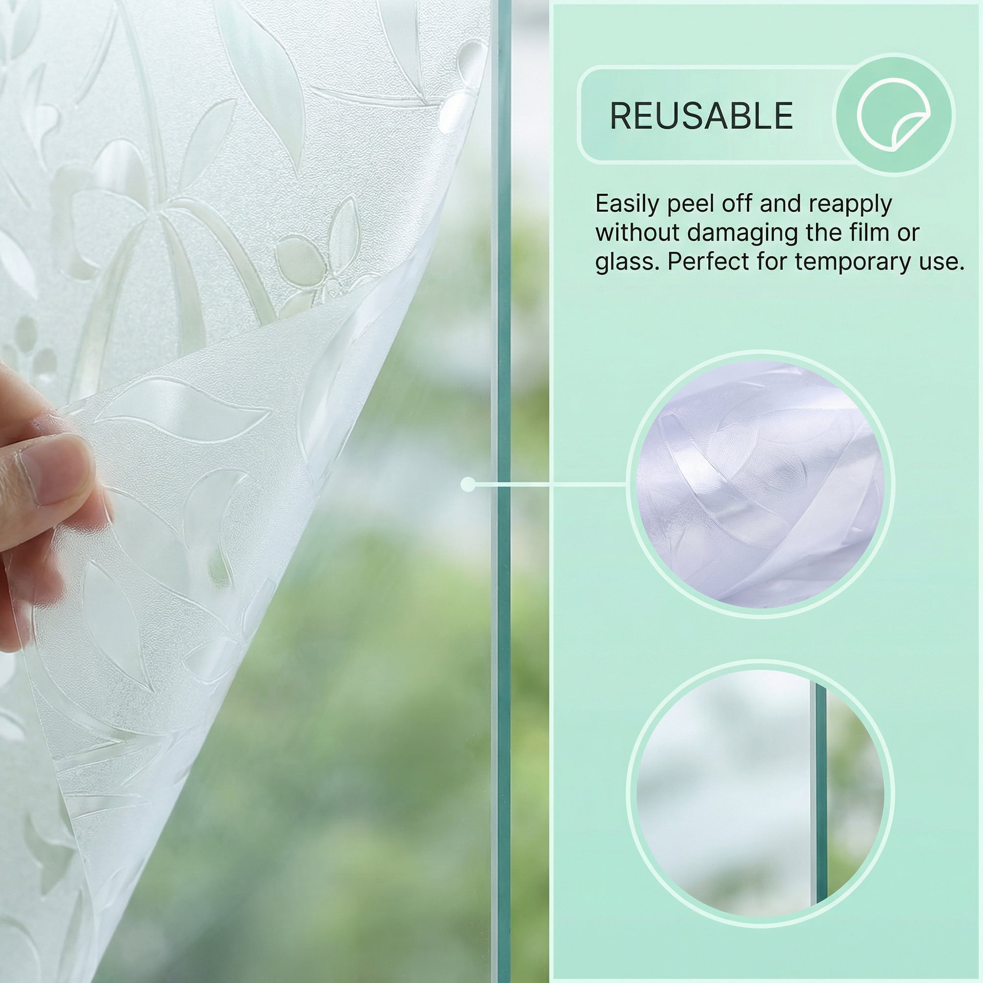 Unique Bargains Static Cling Frosted Window Privacy Film Iridescent Silver 39.4" x 23.6"