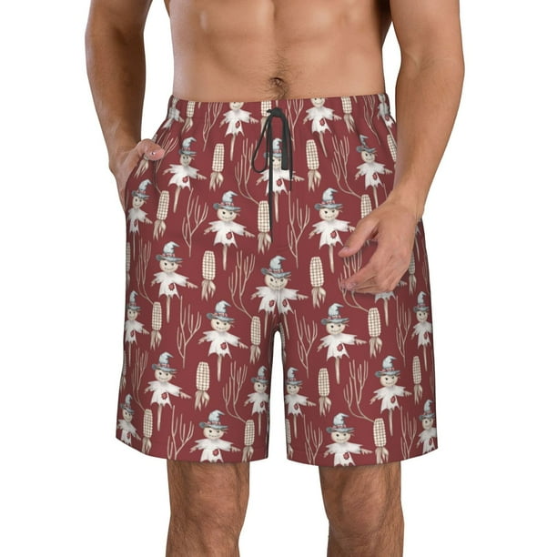 Fotbe Autumn Scarecrow Harvest Joy Trajes de Baño Estampados para Hombre, Shorts de Verano de Secado Rápido, Ropa de Playa, Bañadores-Large
