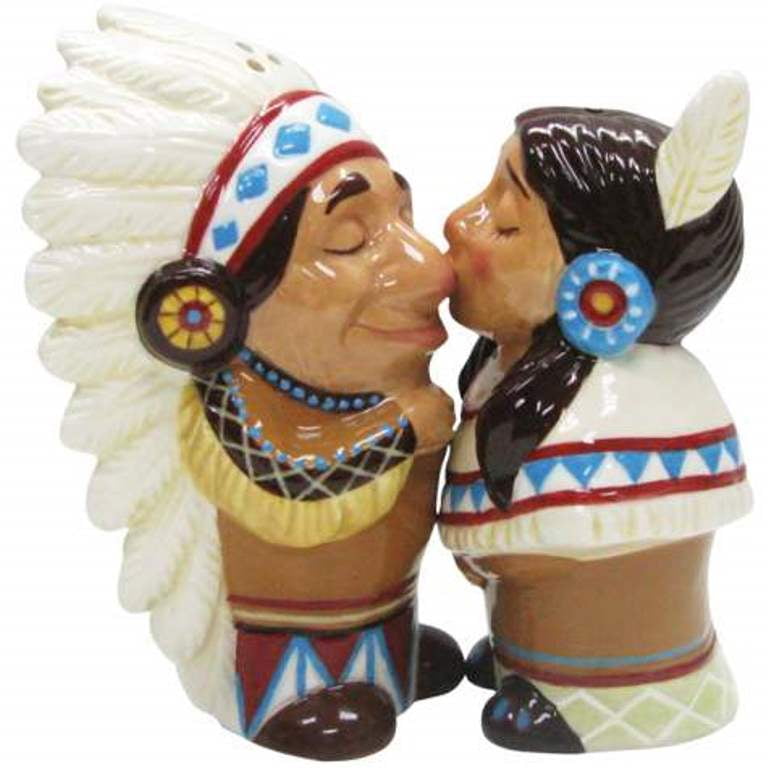 Vintage Native American Chief and Squaw Salt and Pepper Shakers
