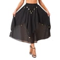 thumbnail image 3 of IEFIEL Womens Chiffon Belly Dance Skirt Shiny Sequins Beaded Skirt Carnival Party Indian Dance Performance Costume Black One Size, 3 of 7