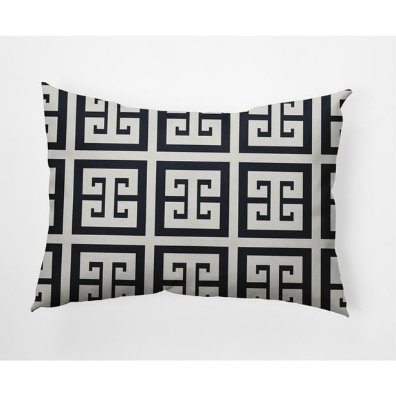 Simply Daisy 14" x 20" Greek Key Patterned Nautical Indoor/Outdoor Throw Pillow