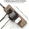 thumbnail image 5 of Power Strip Surge Protector (1800J), 10 FT Flat Extension Cord with Ultra Thin Flat Plug, 3 Widely-Spaced Outlets with 1 USB-C & 1 USB-A, Wood Finish USB Charging Station for Home, Office, Dorm, 5 of 5