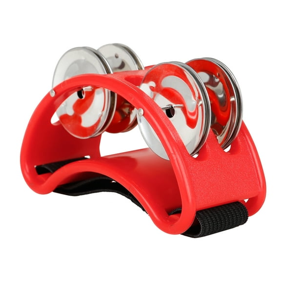 Moobody Percussion Foot Tambourine with 4 Pairs of Stainless Steel Jingles & Elastic Strap Percussion Musical Instrument for Cajon Accompaniment