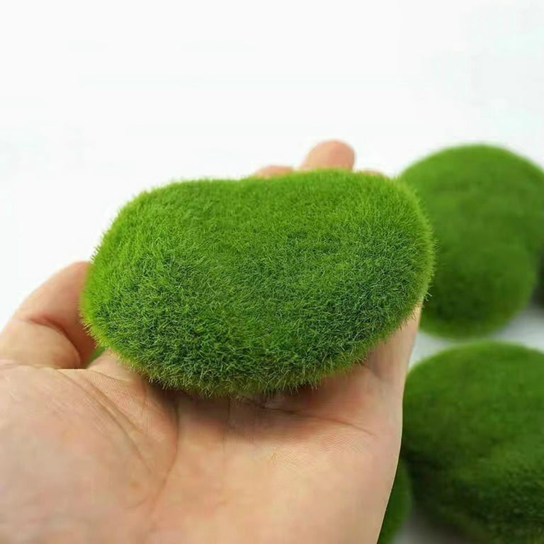 6Pcs Faux Moss Covered Rocks Fake Moss Decor for Floral
