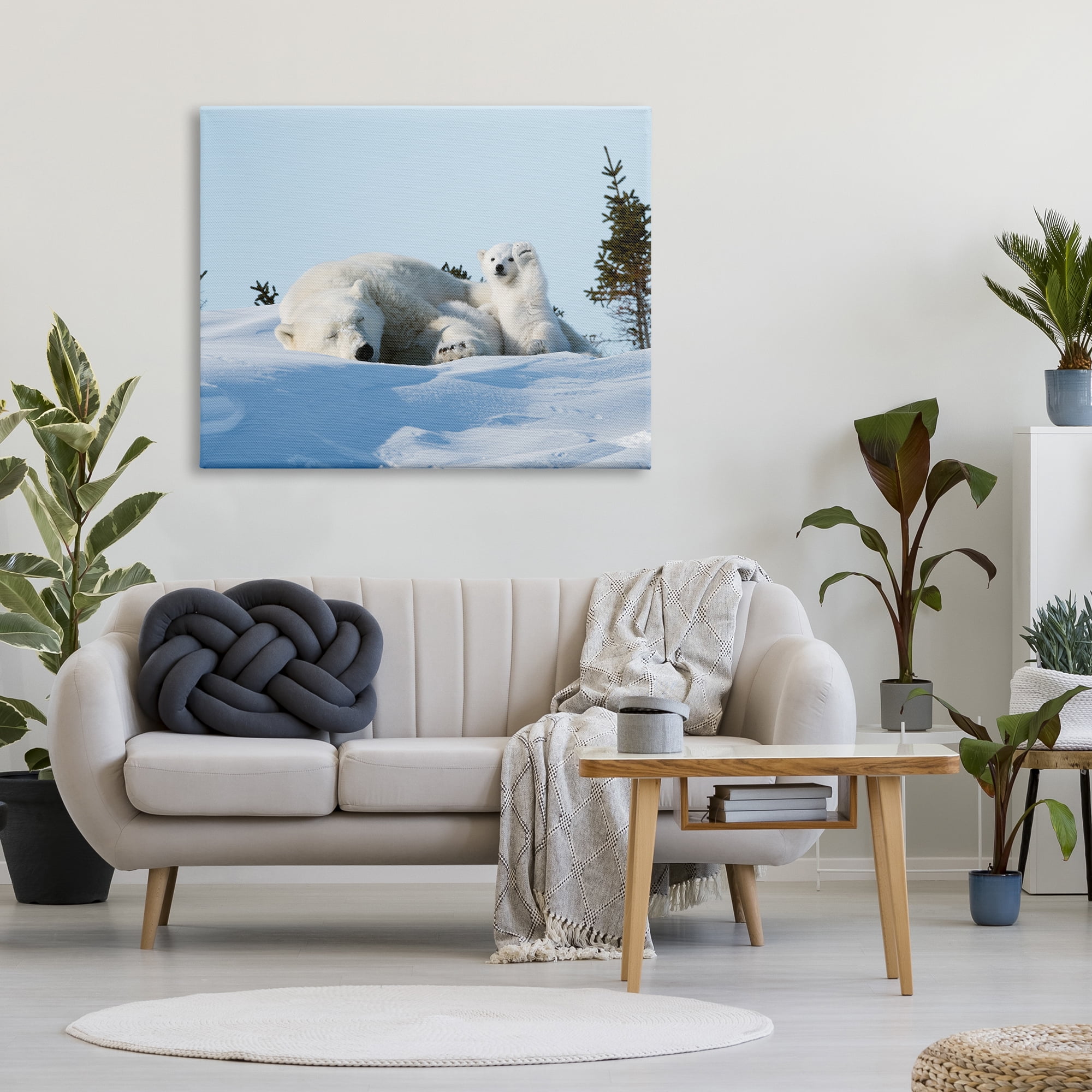 Stupell Industries Polar Bear Cub with Mom Animals & Insects Photography Gallery Wrapped Canvas Art Print Wall Art, 48 x 36