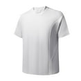 thumbnail image 1 of Blusas y camisas de manga corta y cuello redondo para hombre, blusas casuales de color liso con cuello redondo y mangas cortas para hombre., 1 of 5