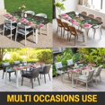 thumbnail image 5 of Spring Pink Roses Table Cloths for 4 Foot Rectangle Tables, Pastoral Eucalyptus Leaves Brown Wooden Patio Waterproof Elastic Fitted Tablecloths, Washable Rectangular Table Cover for Camping, 5 of 8